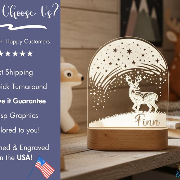 Custom Deer Night Light – Personalized LED Lamp for Kids Room - Picture 4 of 8